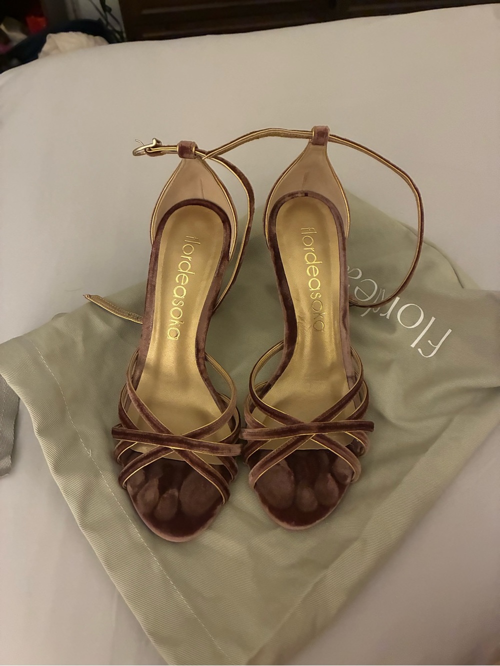 Flordeasoka Velvet Wedding Bridal Heels - Lou 9 Garnet Strappy Sandals
